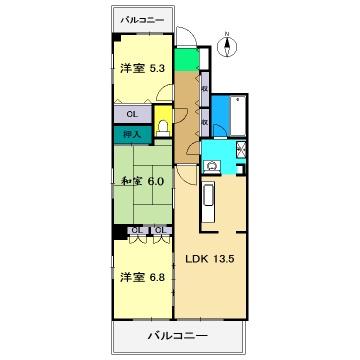 ア・ラ・モードはりまや(3LDK/3階)の間取り写真