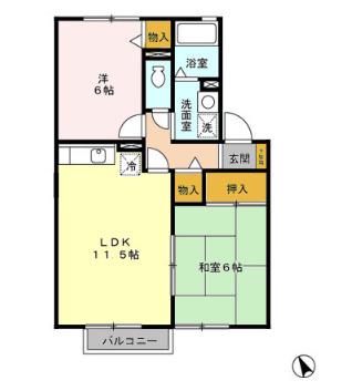 サニーフラット.N(2LDK/2階)の間取り写真