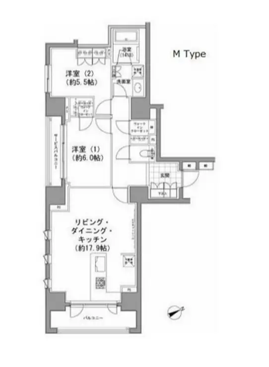 パークハビオ八丁堀 12階階 間取り