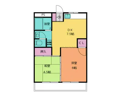 矢澤ハイツ(2DK/4階)の間取り写真
