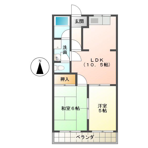 コーポパーシモンII(2LDK/1階)の間取り写真