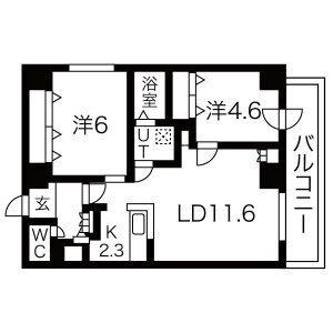 ヴィラ・コンフォート(2LDK/6階)の間取り写真