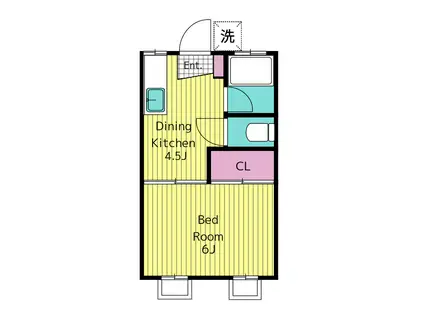 マンション ポワミエール(1DK/2階)の間取り写真