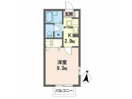 エスポワール長町南(1K/1階)の間取り写真