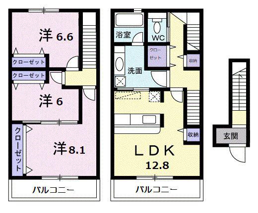 ベアート(3LDK/2階)の間取り写真