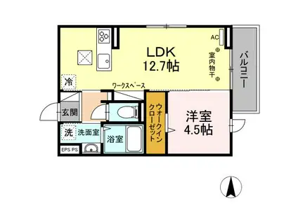 グラシア(1LDK/2階)の間取り写真