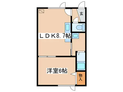 コーポパークサイド(1DK/2階)の間取り写真