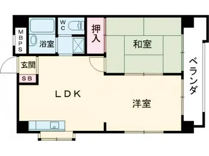 スカイハイツ石黒(1LDK/3階)の間取り写真