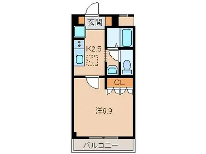 ピアチェーレ(1K/1階)の間取り写真