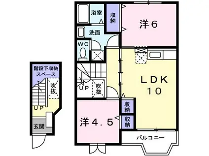 パルトネールF2(2LDK/2階)の間取り写真