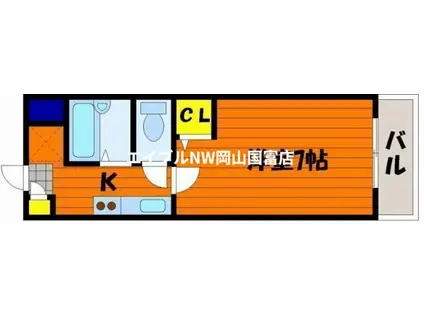 キャステルII-N(1K/3階)の間取り写真