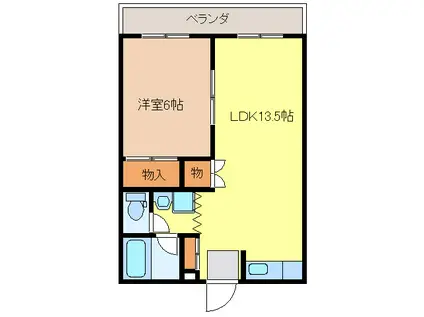 グリーンヒルズ(1LDK/1階)の間取り写真
