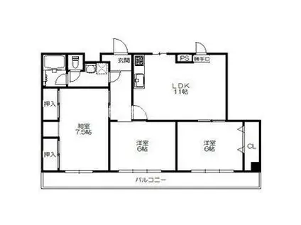 上田マンション(3LDK/2階)の間取り写真