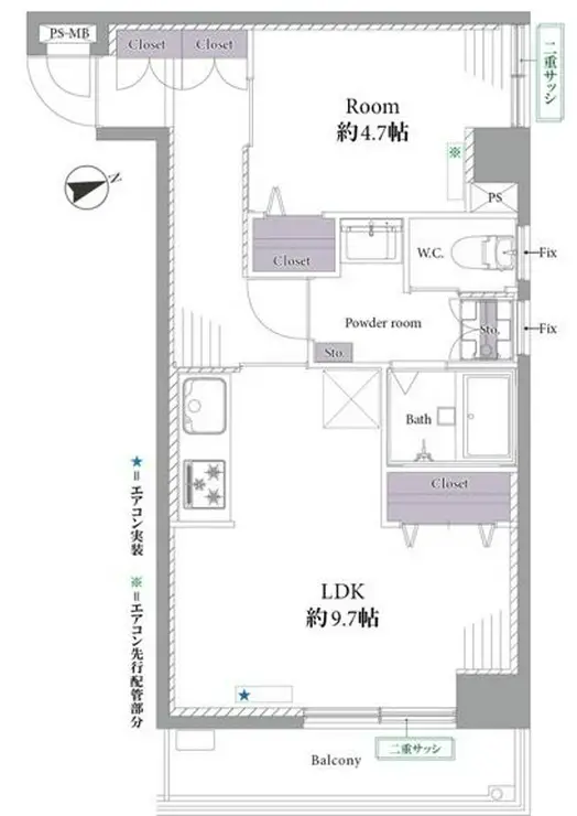 ライオンズマンション飯田橋 4階階 間取り
