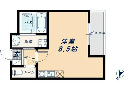 リバパレス靭公園(ワンルーム/3階)の間取り写真