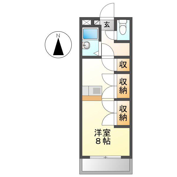 スターマンション新田(1K/2階)の間取り写真