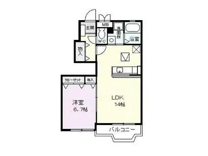 セレノアロッジオ(1LDK/1階)の間取り写真