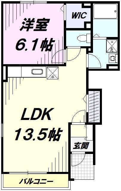 グランデ ストラーダB(1LDK/1階)の間取り写真