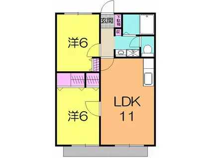 ベイグレーレジデンス(2LDK/1階)の間取り写真