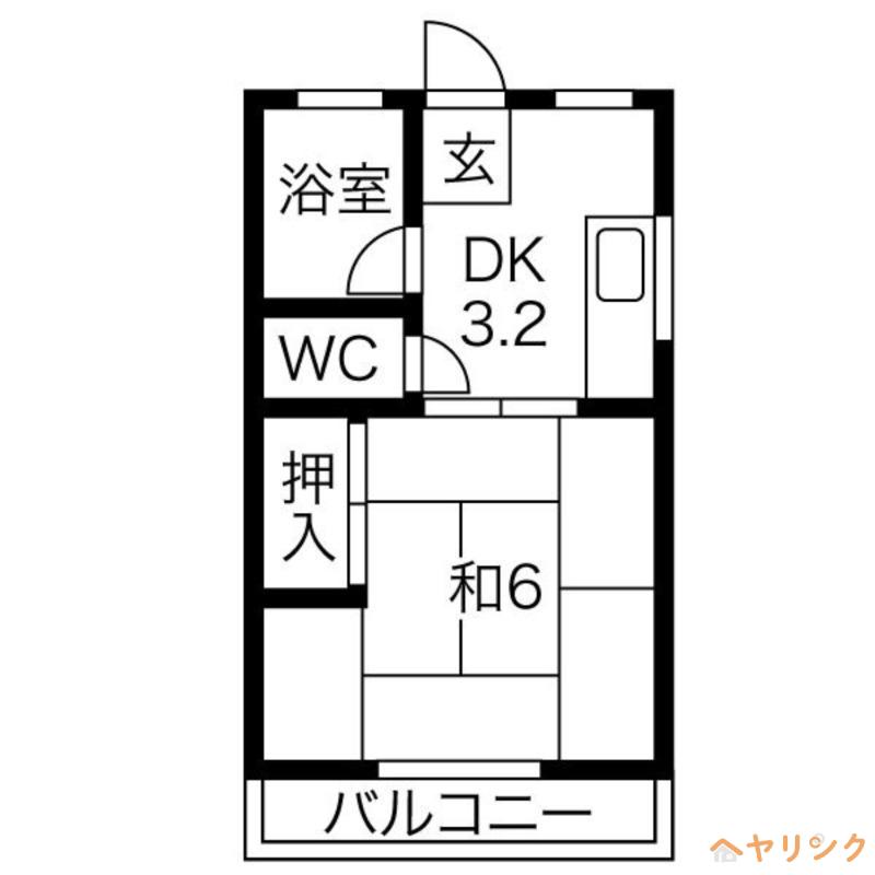 コーポ桐林(1DK/2階)の間取り写真