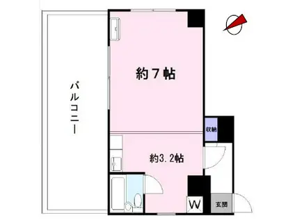 舘パート・Ⅱ(1DK/3階)の間取り写真