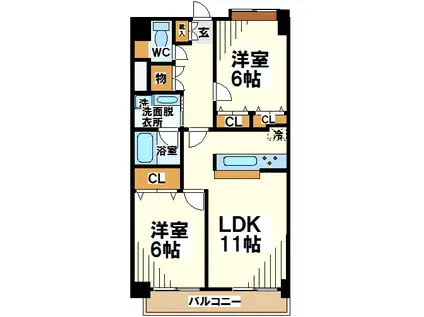 カッサフォルテ(2LDK/4階)の間取り写真