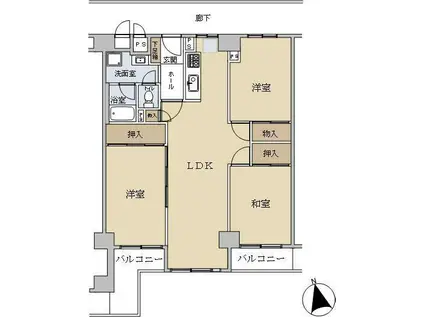 シャルマンコーポ今里(3LDK/8階)の間取り写真