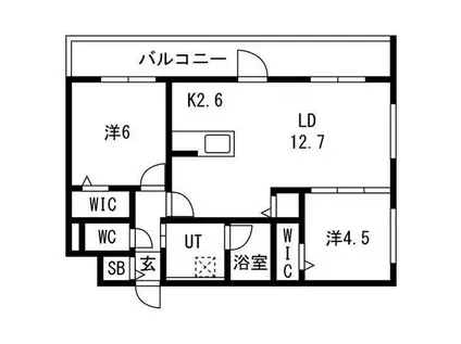 アルファグラン末広(2LDK/5階)の間取り写真
