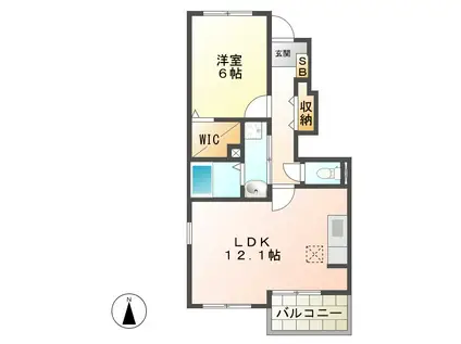 スカイブルー(1LDK/1階)の間取り写真