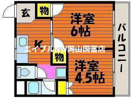 桂マンションI(2K/2階)の間取り写真