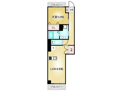 ベルク栄(1LDK/4階)の間取り写真
