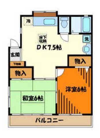 カームハイツ(2DK/2階)の間取り写真