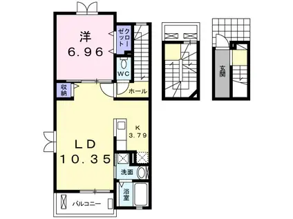 リヴェール II(1LDK/3階)の間取り写真