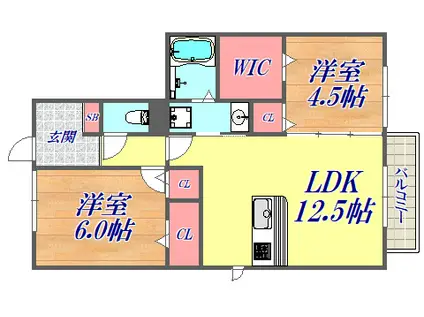 LIBRE(2LDK/1階)の間取り写真