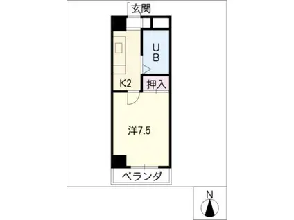 フラットスギヤマ(1K/4階)の間取り写真