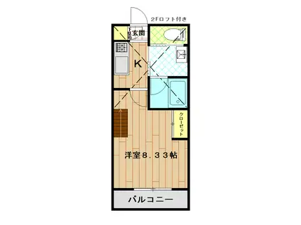 グランドール・F(1K/2階)の間取り写真