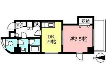 ジュネスコート(1DK/2階)の間取り写真