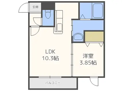 インデックス中の島(1LDK/4階)の間取り写真