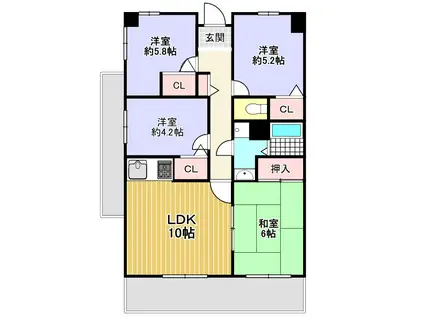 ウエストヒルズ関空I(4LDK/11階)の間取り写真