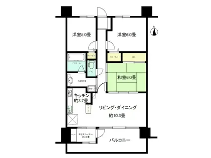 サーパス中央町(3SLDK/4階)の間取り写真
