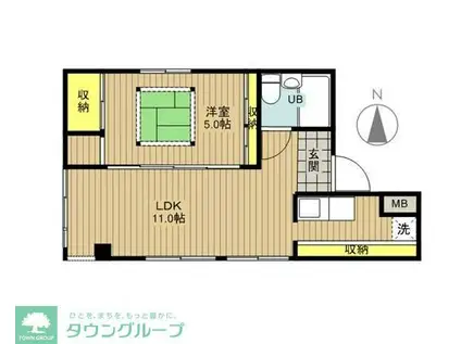 ひかりビル(1LDK/4階)の間取り写真