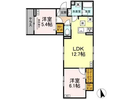 グラナーデ江戸川B(2LDK/1階)の間取り写真