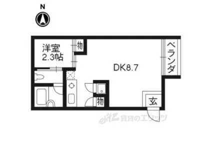 パークサイド壬生(1DK/1階)の間取り写真