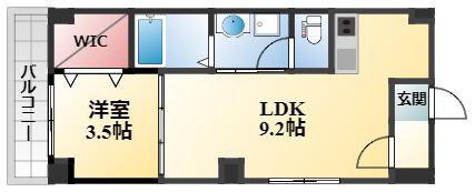 キャトルセゾン豊中本町(1LDK/1階)の間取り写真