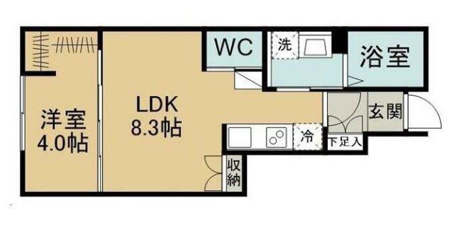 シャルム旭ケ丘イースト(1LDK/1階)の間取り写真