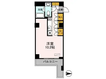 カスタリア目黒鷹番(ワンルーム/2階)の間取り写真