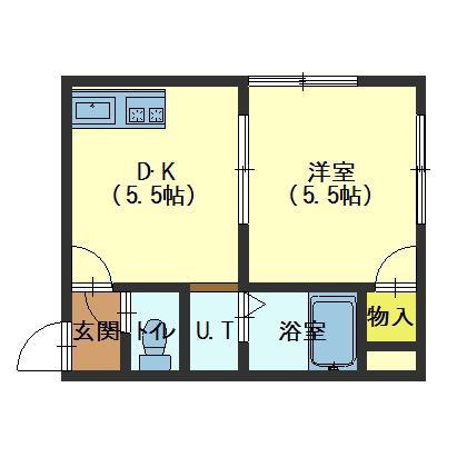 人見ハイツ(1DK/1階)の間取り写真