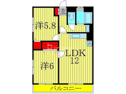 柏グリーンハイホーム(2LDK/3階)の間取り写真