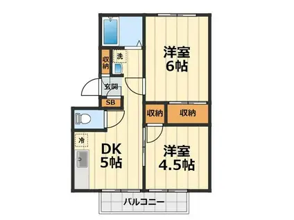 リシェス海老名(2DK/2階)の間取り写真