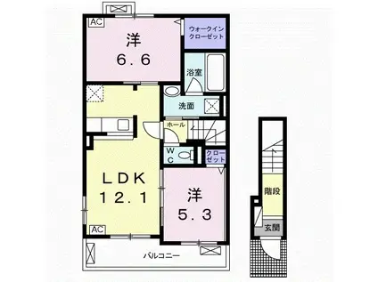 セイバリーA(2LDK/2階)の間取り写真